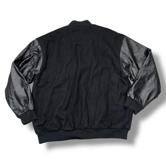 Lee Sport Detroit Lions Varsity Jacket Genuine Leather Sleeves Black Mens XL - Picture 3 of 5